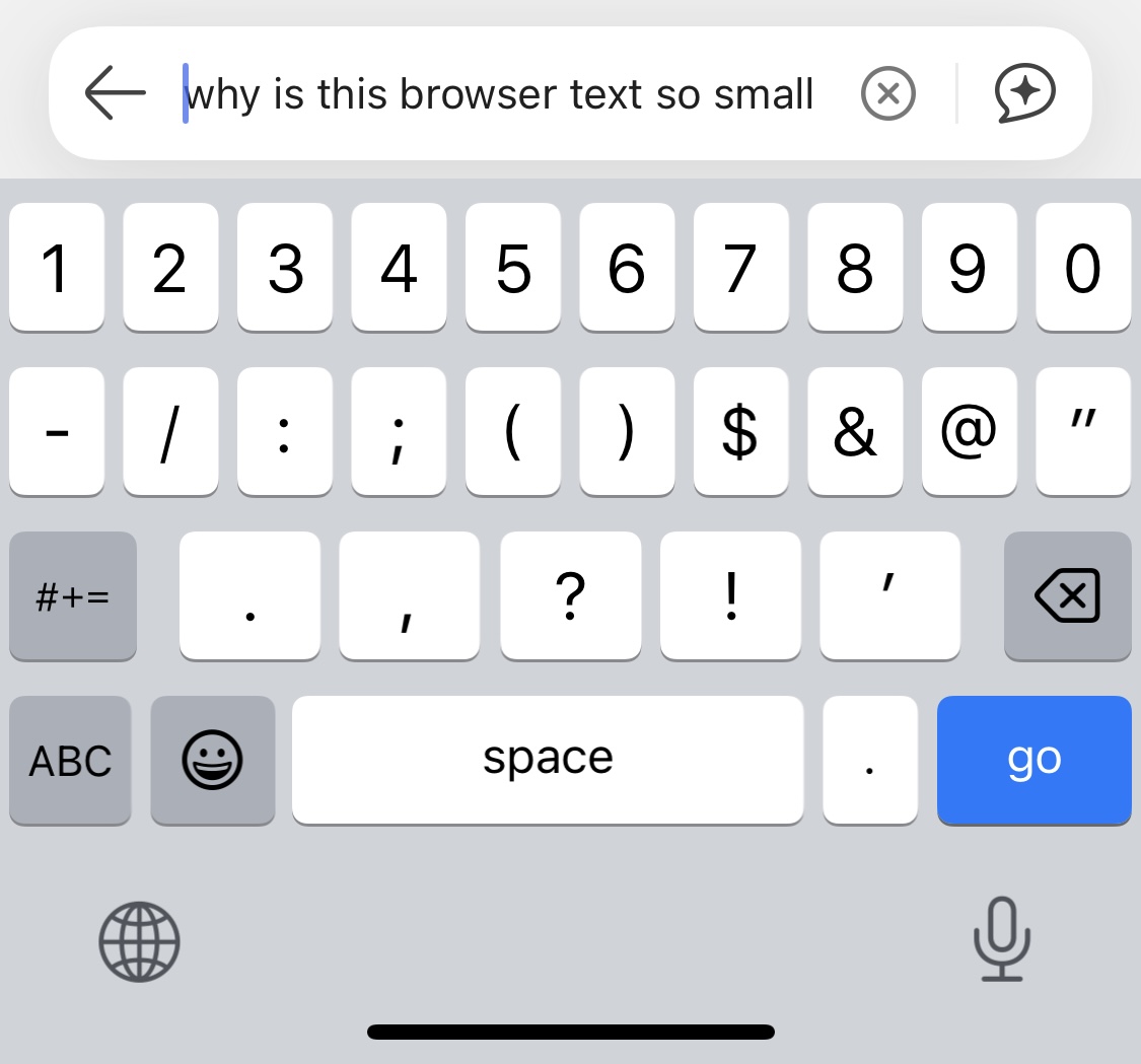 Screenshot of a tiny mobile search input